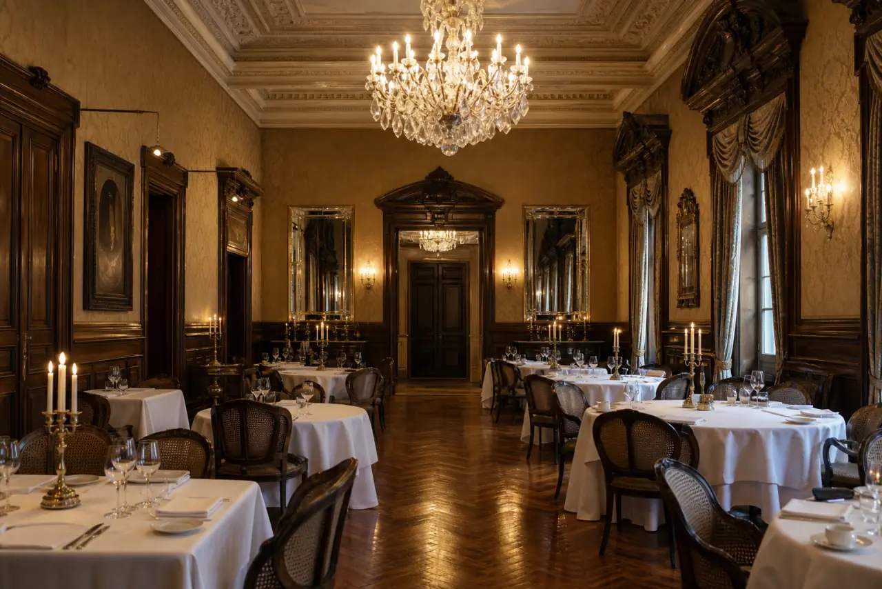 Prázdná restaurace s prostřenými stoly
